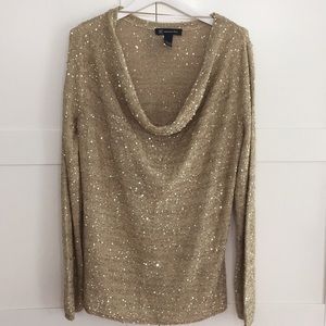 NWT INC Gold Sequin Sweater Large